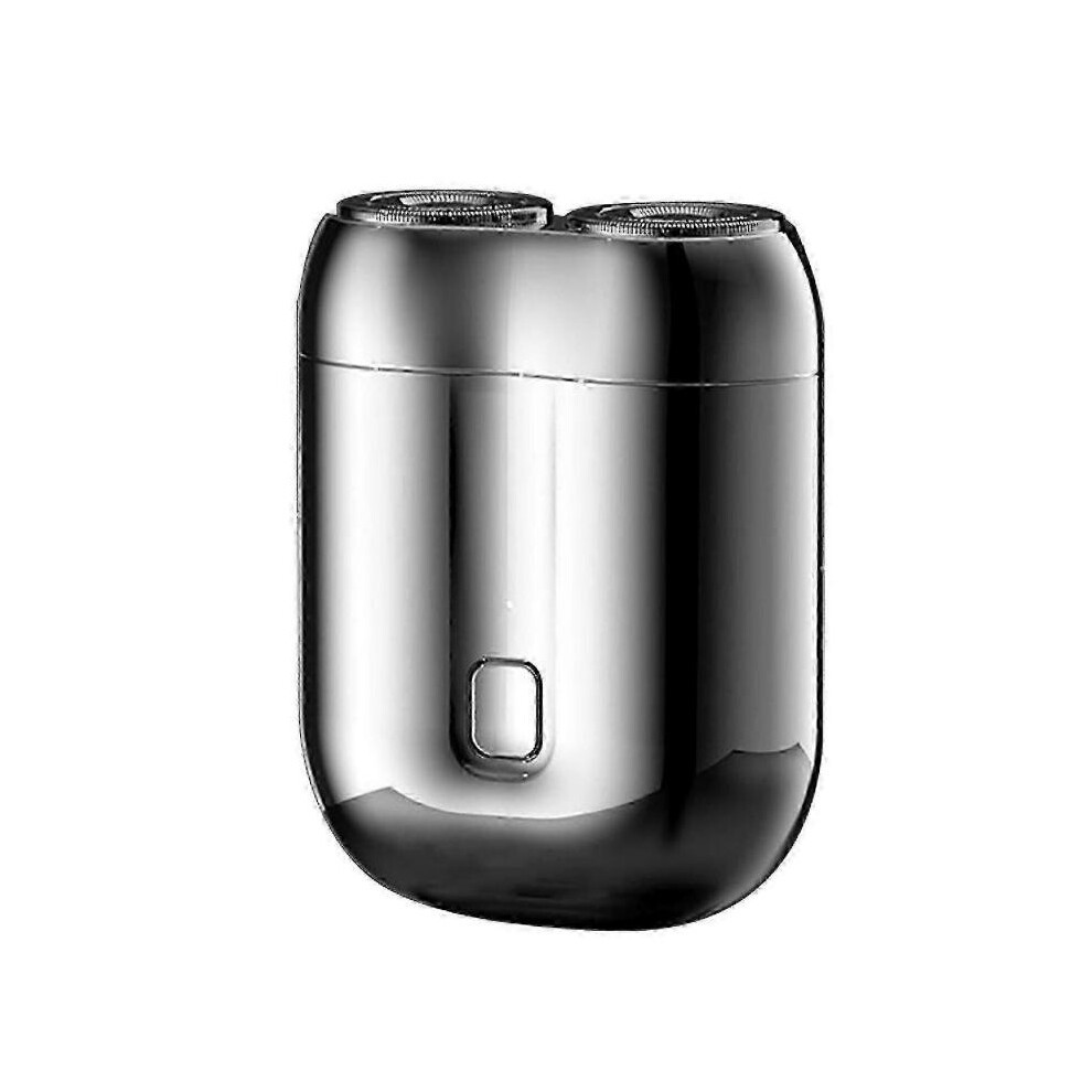 (silver) Dual Head Electric Razor for Men - Mini USB Shaver, Portable, Washable