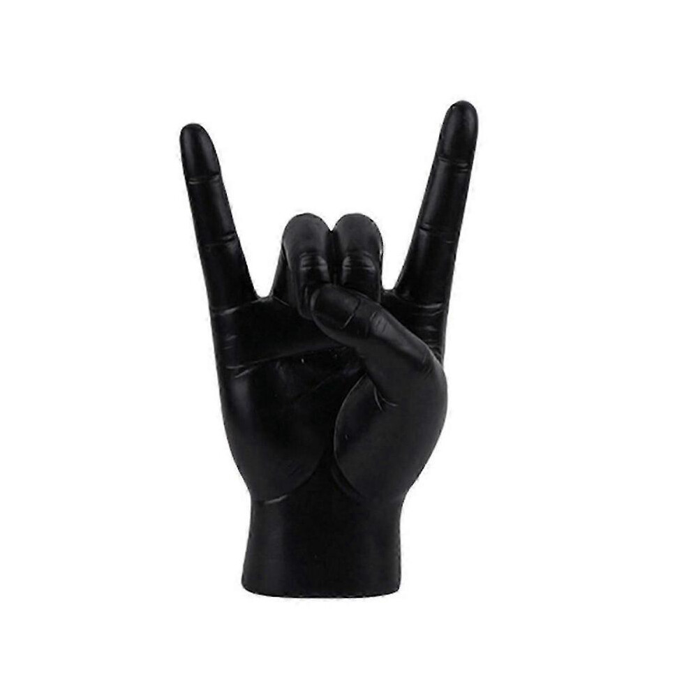 Rock Hand Gesture Statue Rock Music Art Craft Finger Sculpture for Rock Music Lover Study Room Deco
