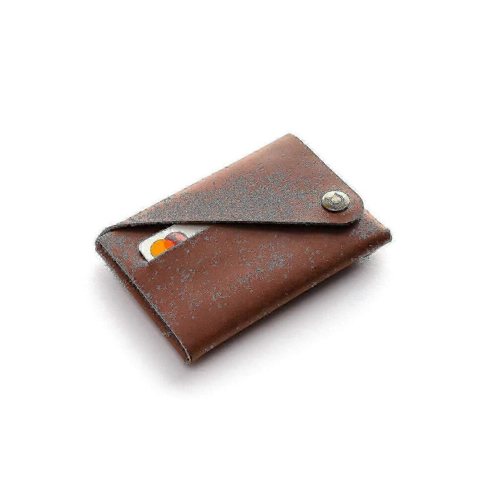 Brown Minimalist Card Holder for Crazy Horse Leather Ideal Wallet for Europe