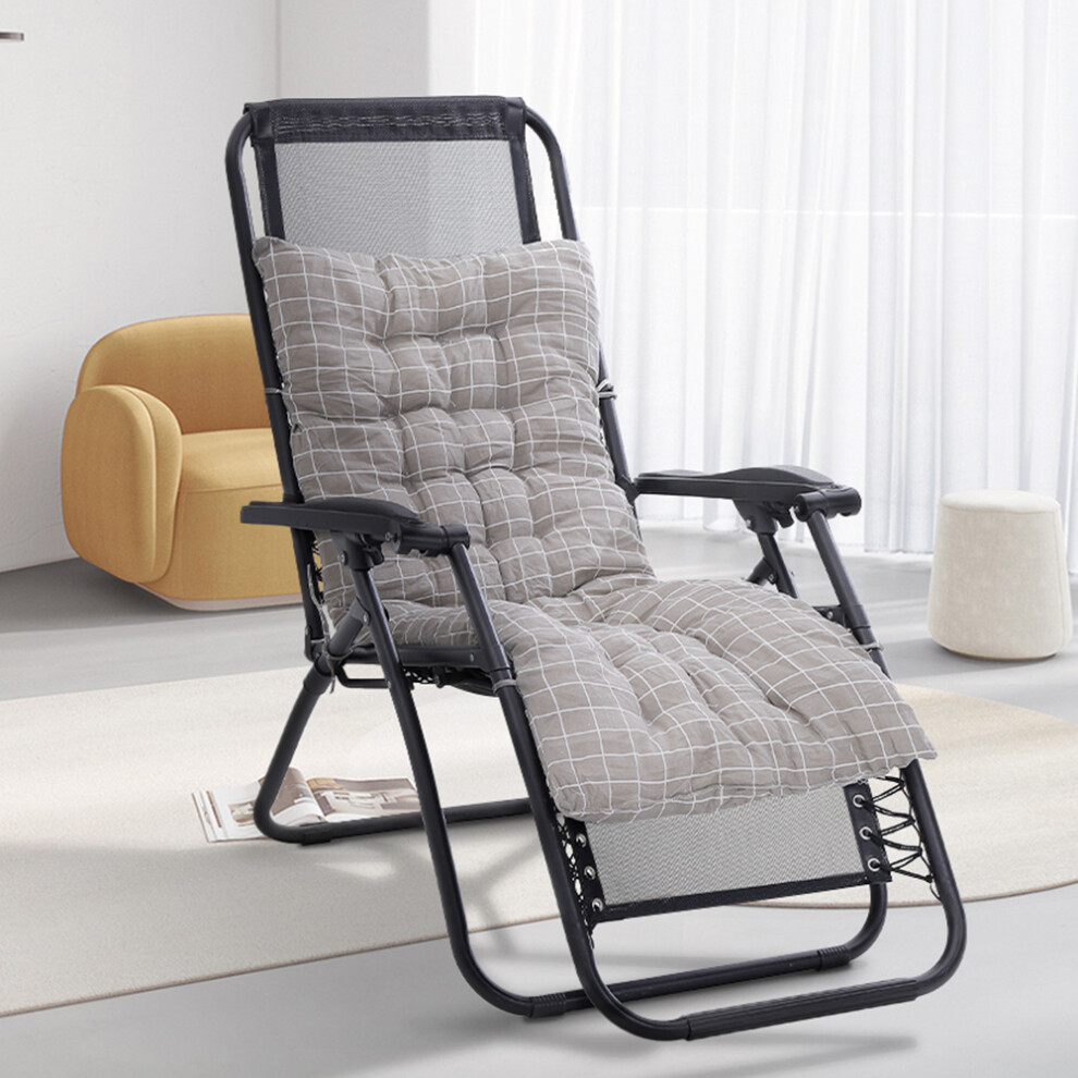 (125cm W x 48cm D x 8cm H) Plaid Print Beach Chair Seat Cushion Button Tufted Lounge Cushion