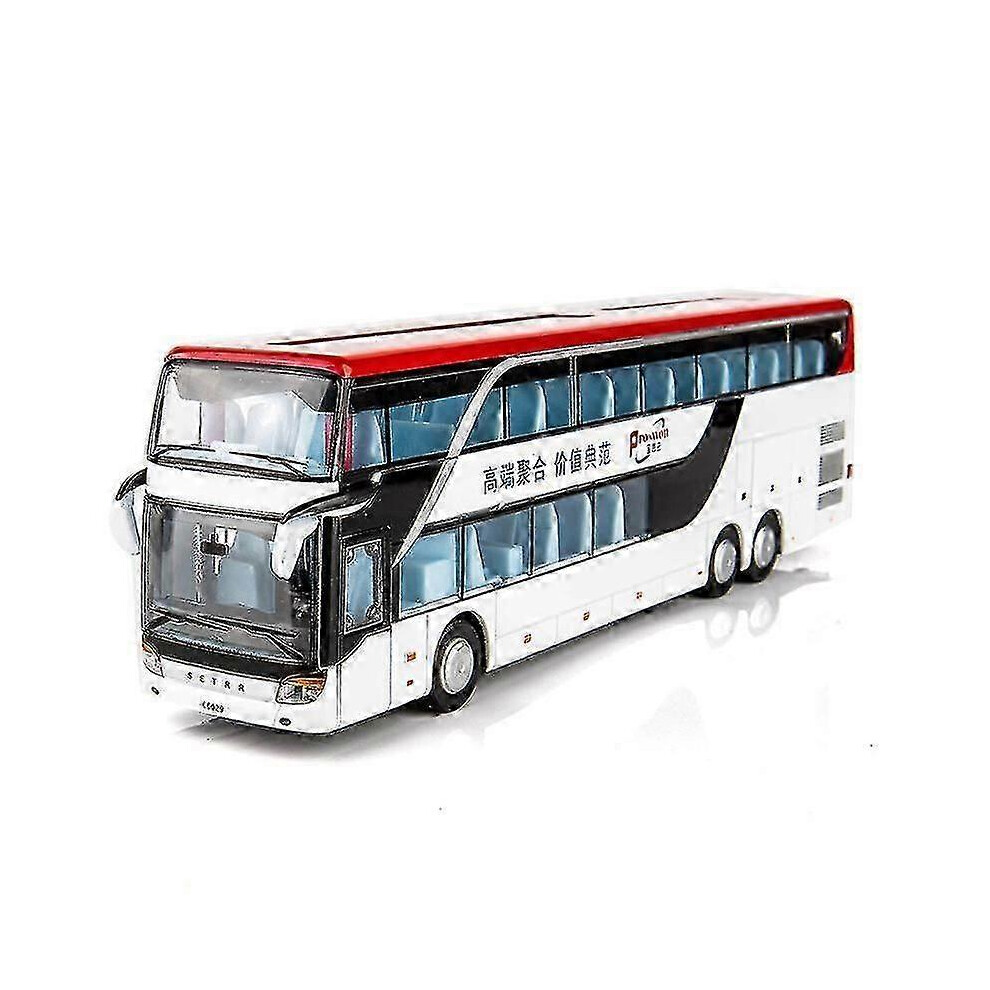 Children's Mini Double Decker Bus Model Toy with Light And Music (white)