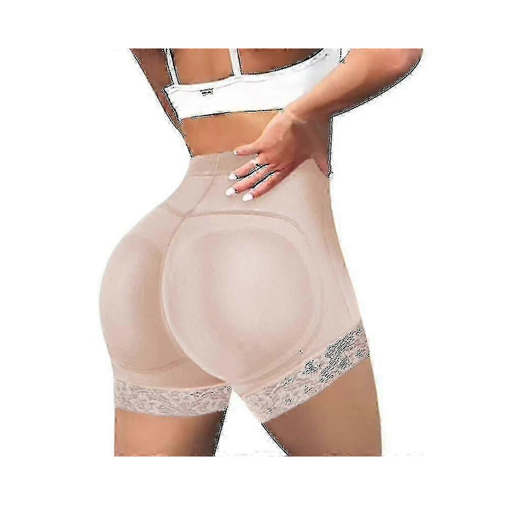 (L, Beige) Women Body Shaper Padded Butt Lifter Panty Butt Hip Enhancer Fake Bum Shapwear Briefs Push Up Shorts Szkyd