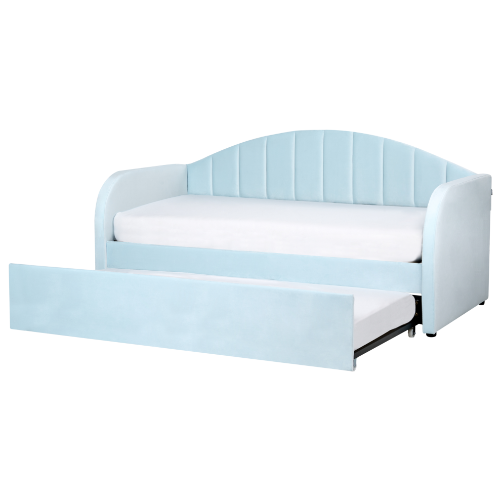 Trundle Bed Velvet EYBURIE 90 x 200 cm (EU Single) Light Blue