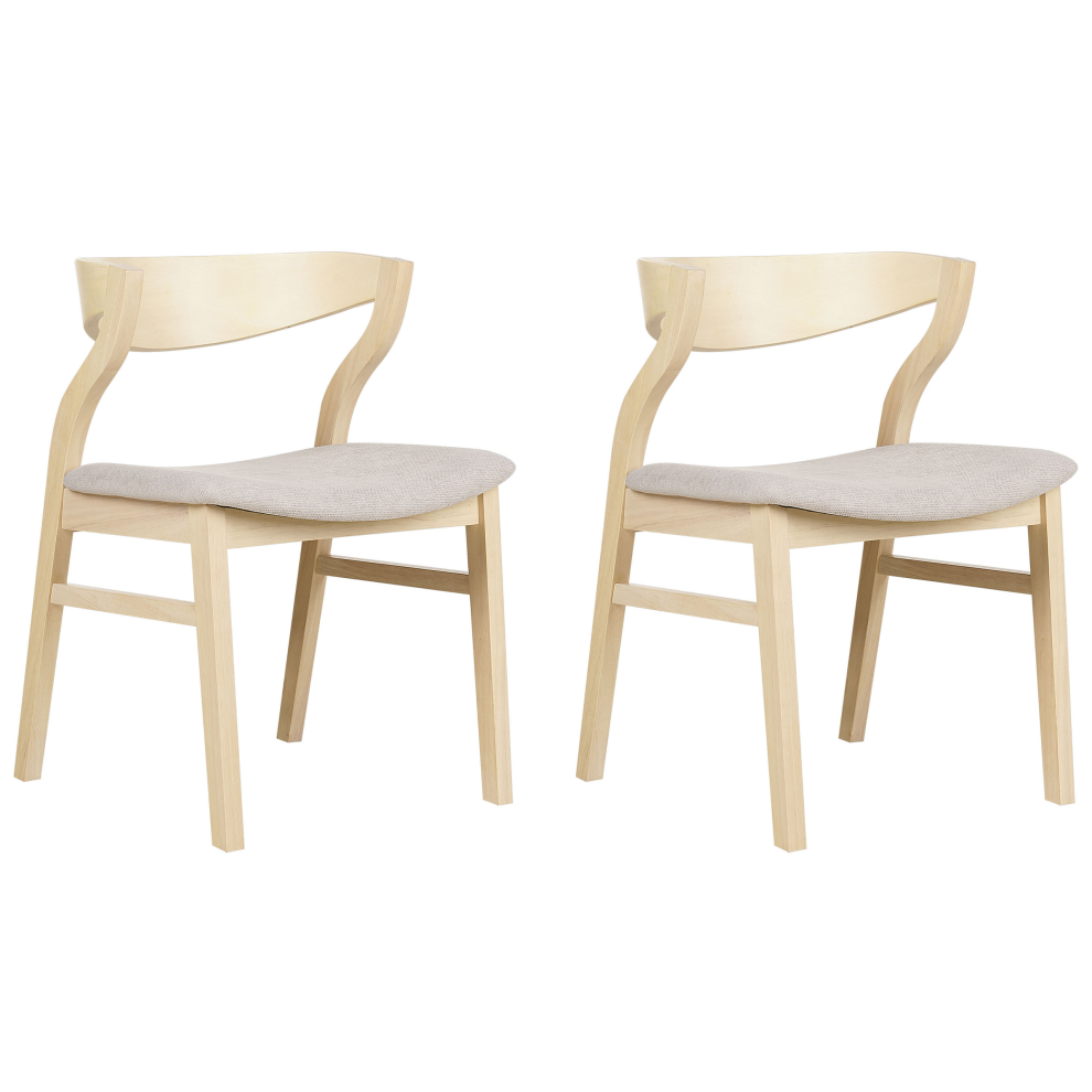 Set of 2 Dining Chairs MAROA Wood Beige
