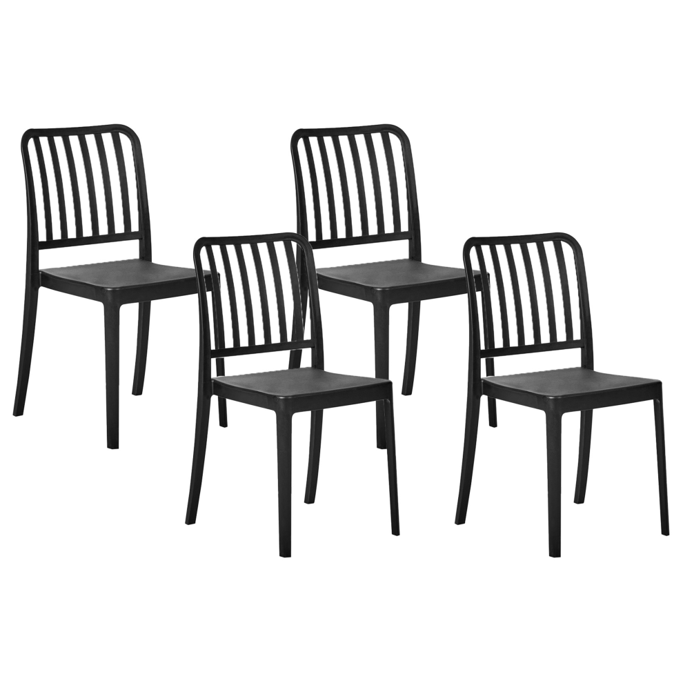 Set of 4 Garden Chairs SERSALE Synthetic Material Black