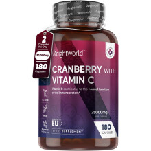 Cranberry Capsules High Strength 50000mg - 180 Vegan Capsules with Vitamin C