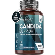 Candida Support - 180 Vegan Capsules - 3 Month Supply - With Aloe Vera, Caprylic Acid & Probiotics