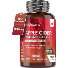 Apple Cider Vinegar Capsules 1860mg with Mother & Probiotics - 180 Vegan Tablets with Cayenne, Turmeric & Ginger