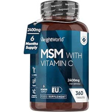 MSM Supplements 2400mg High Strength with Vitamin C - 360 Vegan Tablets - 6 Month Supply
