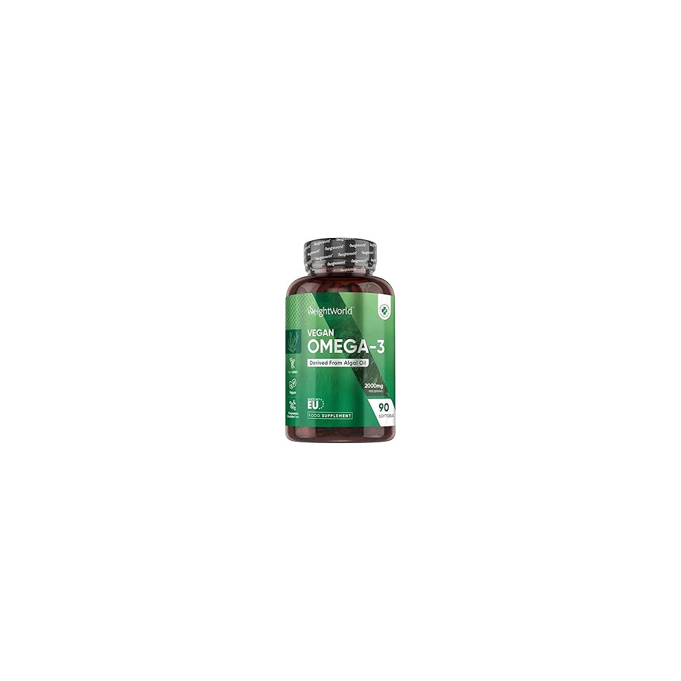 Weightworld Vegan Omega 3 Capsules 2000Mg Per Serving - 90 Softgels - 45 Day Supply - Algae Oil Derived
