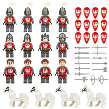 (16PCS Medieval Knights  - E) Medieval Knights Military dragon soldiers building castles MiniFigures Fits Lego