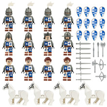 (16PCS Medieval Knights  - F) Medieval Knights Military dragon soldiers building castles MiniFigures Fits Lego
