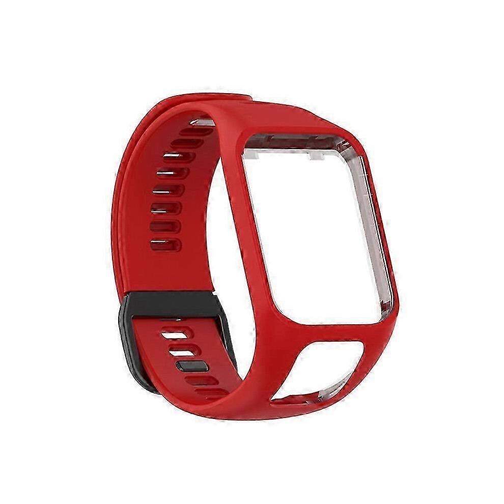(Red) Watch Band Sweat-proof Breathable with Buckle Sports Replaceable Watch Belt Compatible with TomTom Adventurer/Golfer 2/Runner 2/Runner 3/Spark 3