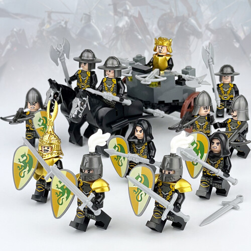 (16PCS Medieval Knights - H) Medieval Knights Military dragon soldiers building castles MiniFigures Fits Lego