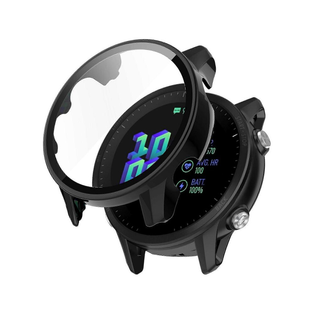(Black) For Garmin Forerunner 955 Full Protection Hard Pc Watch Case Cover With Tempered Glass Screen Protector gx20241207619