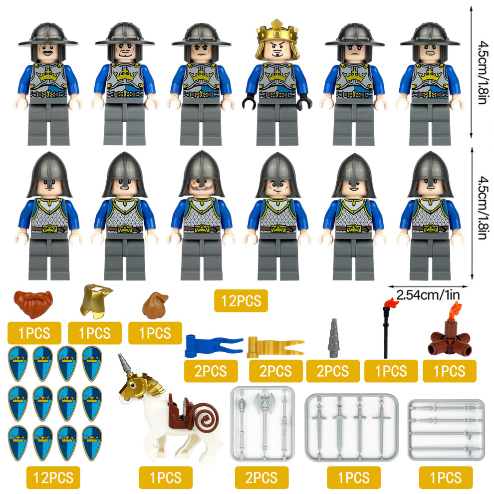 Bonxaif (12Pcs Medieval Knights - 1) Medieval Knights Military Dragon Soldiers Building Castles Minifigures Fits Lego