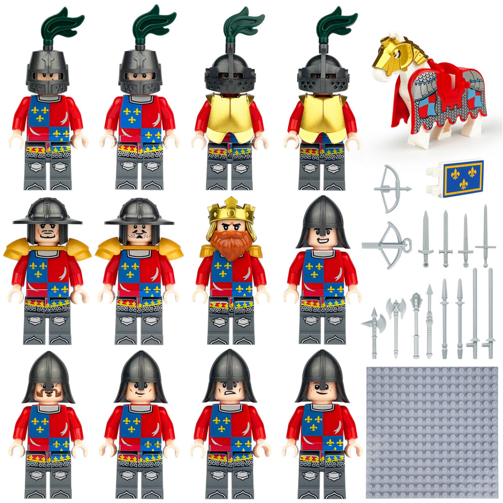 Bonxaif (12Pcs Medieval Knights - 4) Medieval Knights Military Dragon Soldiers Building Castles Minifigures Fits Lego