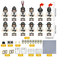 (12PCS Medieval Knights - 6) Medieval Knights Military dragon soldiers building castles MiniFigures Fits Lego