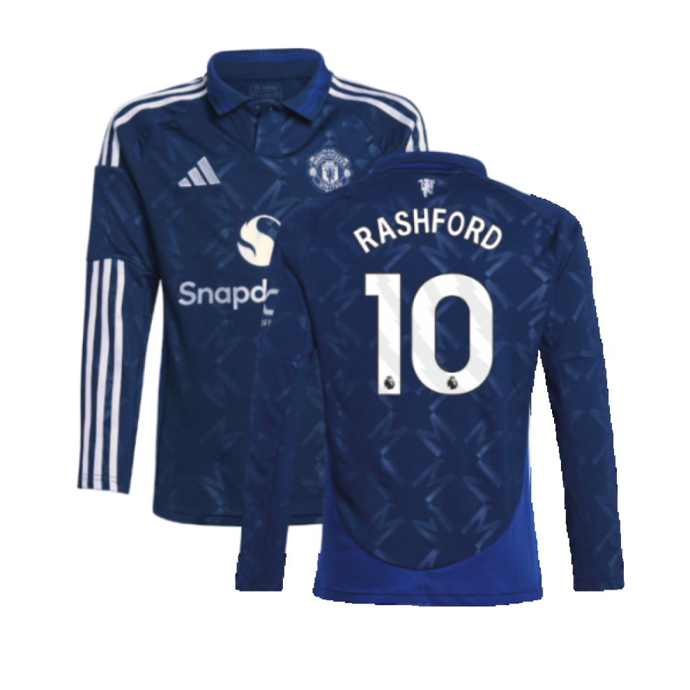 Adidas (Xxl) 2024-2025 Man Utd Long Sleeve Away Shirt (Kids) (Rashford 10)