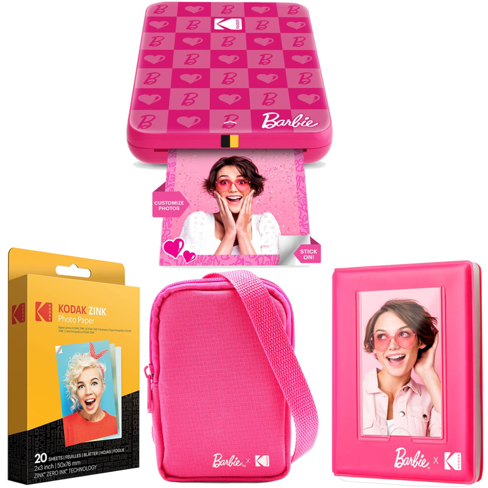 KODAK x Barbie Step Slim Wireless Instant Portable Photo Mobile Printer (Iconic Style)+ Barbie Deluxe Camera Case + Barbie Photo Album + Zink Paper