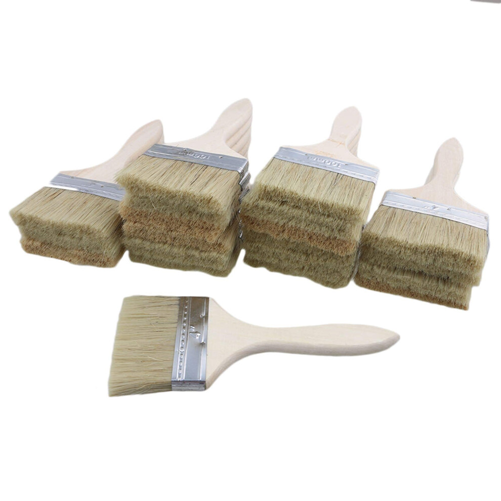 Shanoer 20Pcs Low Cost Paint Brushes Or Chip Brush With Wooden Handle,4" Width For Paint,Stain,Varnish, Gesso, Primer, Glue 720355654870