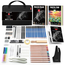KALOUR 95-Piece Sketching and Drawing Art Set with 3-color Sketch Book and Pastel Paper ? Graphite, Charcoal, and Pastel Pencils ? Complete Artist Kit