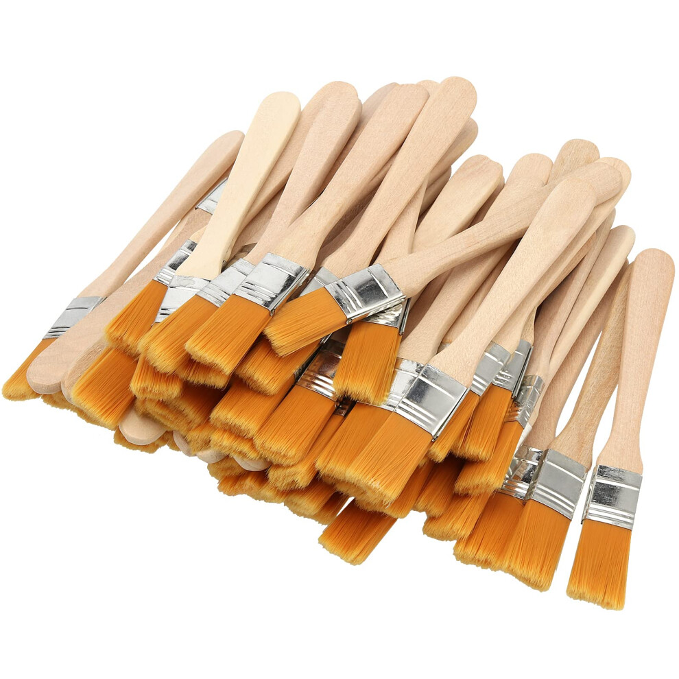 Hakzeon 60 Pcs 13 X 1.5Cm Wide Small Paint Brushes, Chip Artist Paintbrushes Bulk, Flat Bristle Paint Brush Set With Wood Handle, Chalk Paint Varnish 755621880073
