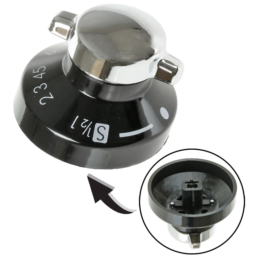 Stoves Genuine Gas Hob Oven Cooker Knob Control Switch (Black/Silver)
