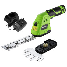 WORKPRO 2-in-1 Cordless Hedge Trimmer and Grass Shear, 12V Electric Hedge Trimmer with 2000mAh Battery, Handheld Garden Trimmer with 2 Interchangeable