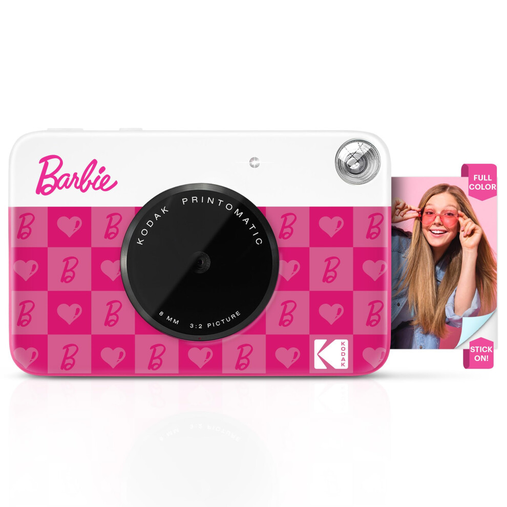 Barbie x Kodak Printomatic Full-Color Instant Print Digital Camera ? 5MP Portable Barbie Camera Prints Colorful 2x3? Sticky-Back Photos ? Iconic Style