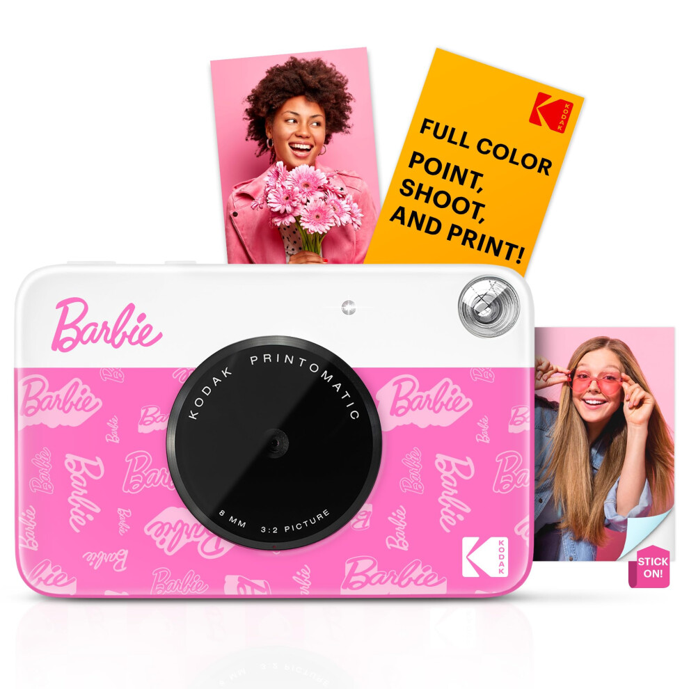 Barbie x Kodak Printomatic Full-Color Instant Print Digital Camera ? 5MP Portable Barbie Camera Prints Colorful 2x3? Sticky-Back Photos ? Signature