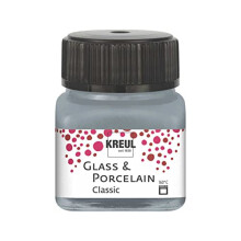 Kreul Glass & Porcelain Classic Metallic Silver 16246 in 20 ml Glass, Brilliant Glass and Porcelain Paint, Water-based, Quick-Drying, Opaque