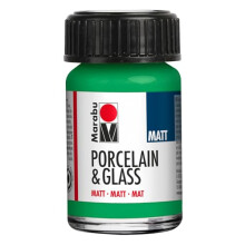 Marabu Porcelain Ceramic And Glass Matt Paint, Apple 15ml, Painting And Stamping, Waterbased, Washable, Dishwasher-Safe