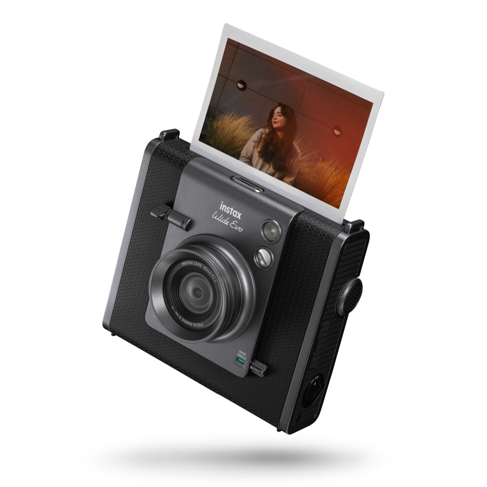 INSTAX WIDE EVO 2-in-1 instant film camera and printer, rear LCD screen, 10 Lens and 10 film filters, wide-angle lens function, uses INSTAX Wide film