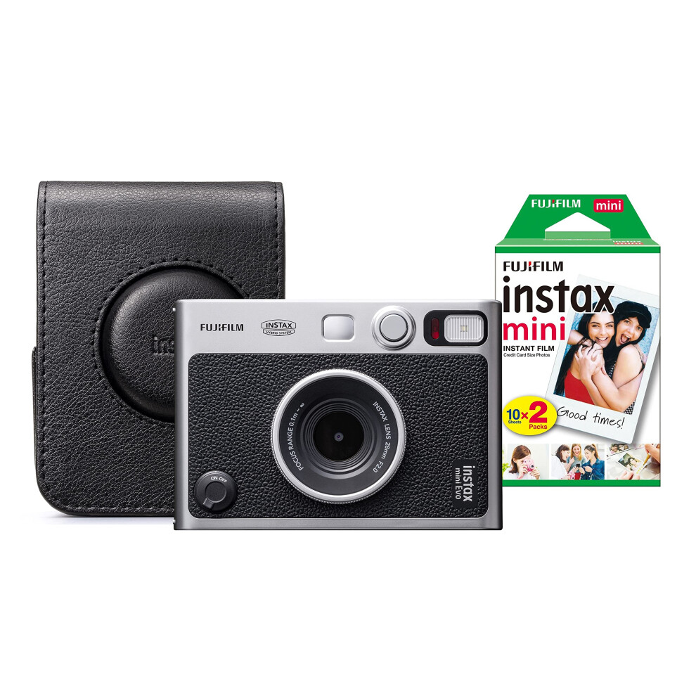 Fujifilm Instax Mini Evo Hybrid Instant Camera inc 20 Shots & Case - Black