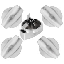 Belling Genuine Hob Hotplate Control Knob Switch (Silver / Chrome - Pack of 4)