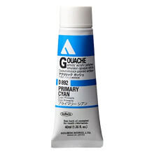 Holbein Acrylic Gouache Artists Acrylic Polymer Emulsion, 40ml Primary Cyan (D892A)