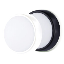 Luceco LED Eco Mini Round Outdoor Bulkhead Light,Black/White,16 cm/5.5 W Polycarbonate (PC)