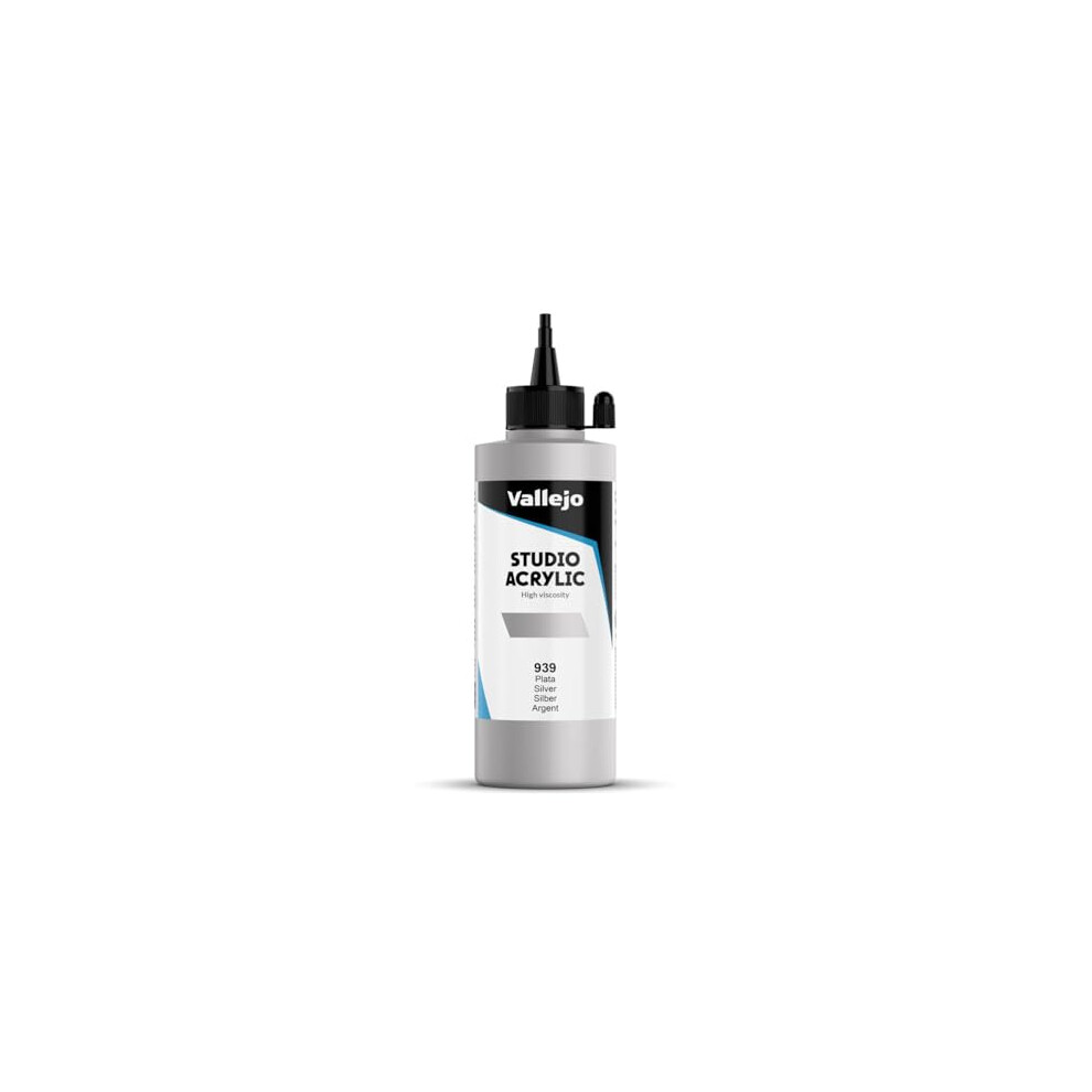 Vallejo : Studio Acrylic Paint : 200ml : Silver