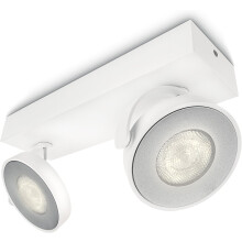 Philips Clockwork LED Wall and Ceiling Spot Light Fixture [White - Adjustable Head] 2 x4.5W, For Home Indoor Lighting, Livingroom and Bedroom