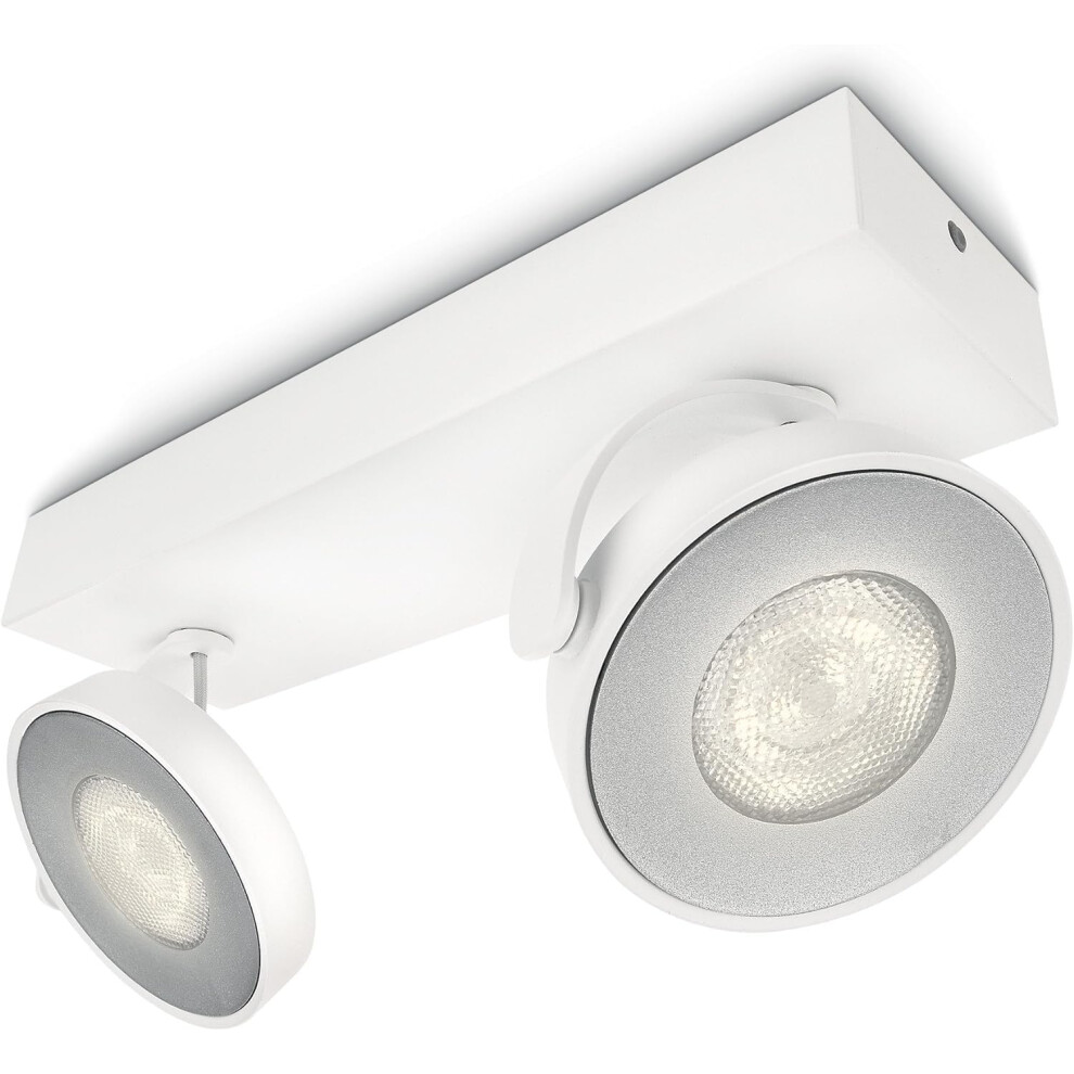 Philips Clockwork Led Wall And Ceiling Spot Fixture [ - Adjustable Head] 2 X4.5w, For Home Indoor Ing, Livingroom And Bedroom Light/White