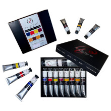 P9 Artist Oil Paint Set (1x50ml + 8x22ml) - Non Toxic, Vegan, High Pigment Load, Luxurious Buttery Texture - Fast Drying with Natural Calcium Drier &