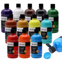 Artecho Acrylic Paint Set for adults 12 Colours (17 oz/500ml Each), Ideal for Canvas, Fabric, Pumpkin, Rock, Leather, Model, Ceramic, Plastic, Clay,