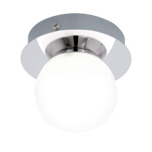 Eglo LED Mosiano Ceiling Light, Bathroom Wall Light, Bathroom lamp Made of Stainless Steel in Chrome and Opal Frosted Glass in White, LED