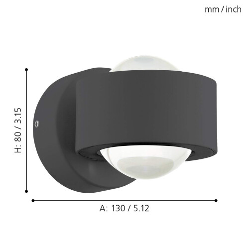 EGLO Eglo 96049 LED Anthracite Wall/Ceiling Lamp ONO 2 1