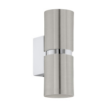 EGLO Passa LED Wall Light 2 Bulbs Wall Light Modern Interior Metal in Nickel Matt and Chrome Living Room Lamp Hallway Lamp with Up and Down Light,