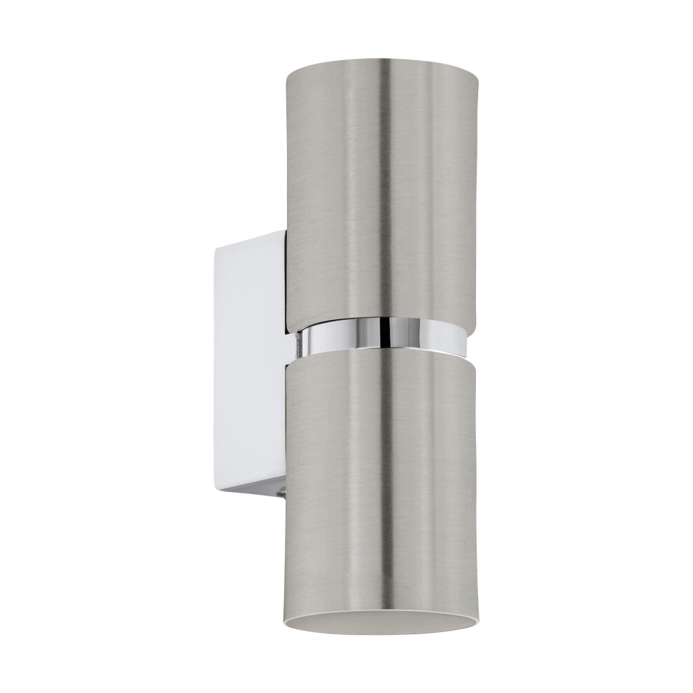 Eglo Passa Led Wall Light 2 Bulbs Wall Light Modern Interior Metal In Nickel Matt And Chrome Living Room Lamp Hallway Lamp With Up And Down Light,