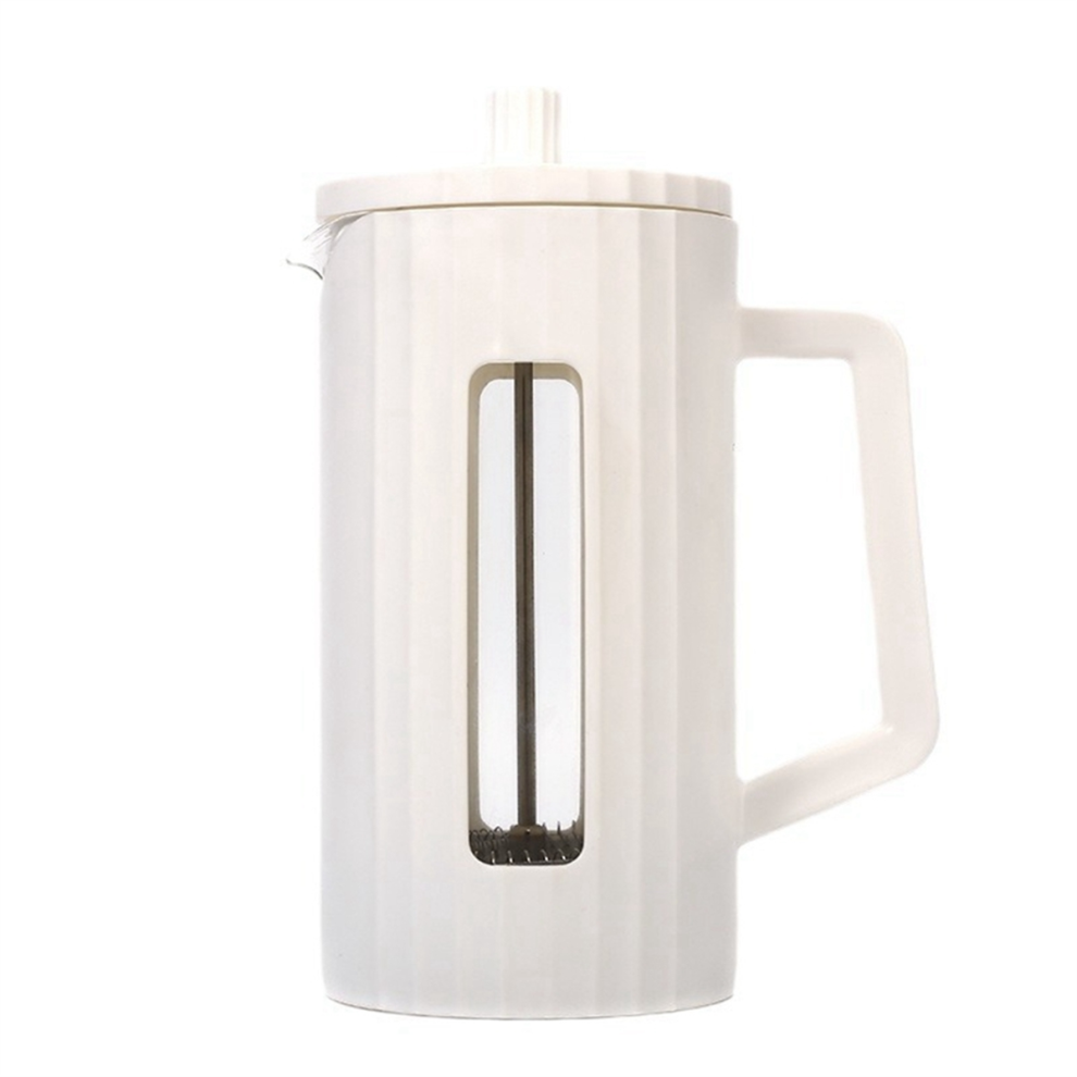 Caffettiera Francese Da 600 Ml, In Vetro Borosilicato Ad Alta Densità, Schiuma Di Latte, Per Tè, Bianco