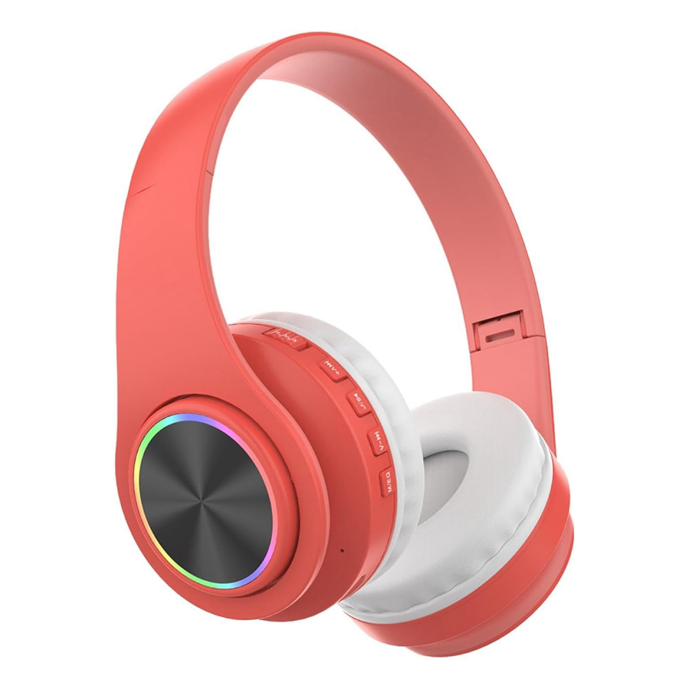 Bluetooth Headphones,Intelligent Wireless Headset Hifi Stereo Foldable For Home Office Red 4853769021733