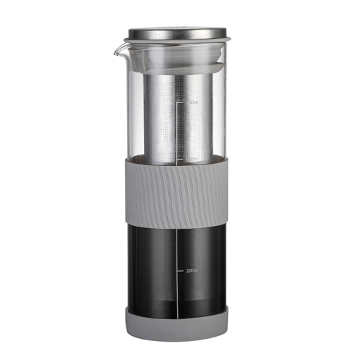 Tragbarer luftdichter Cold Brew Eiskaffeebereiter mit Tee-Ei – 800 ml Wasserkocher mit Glaskaraffe